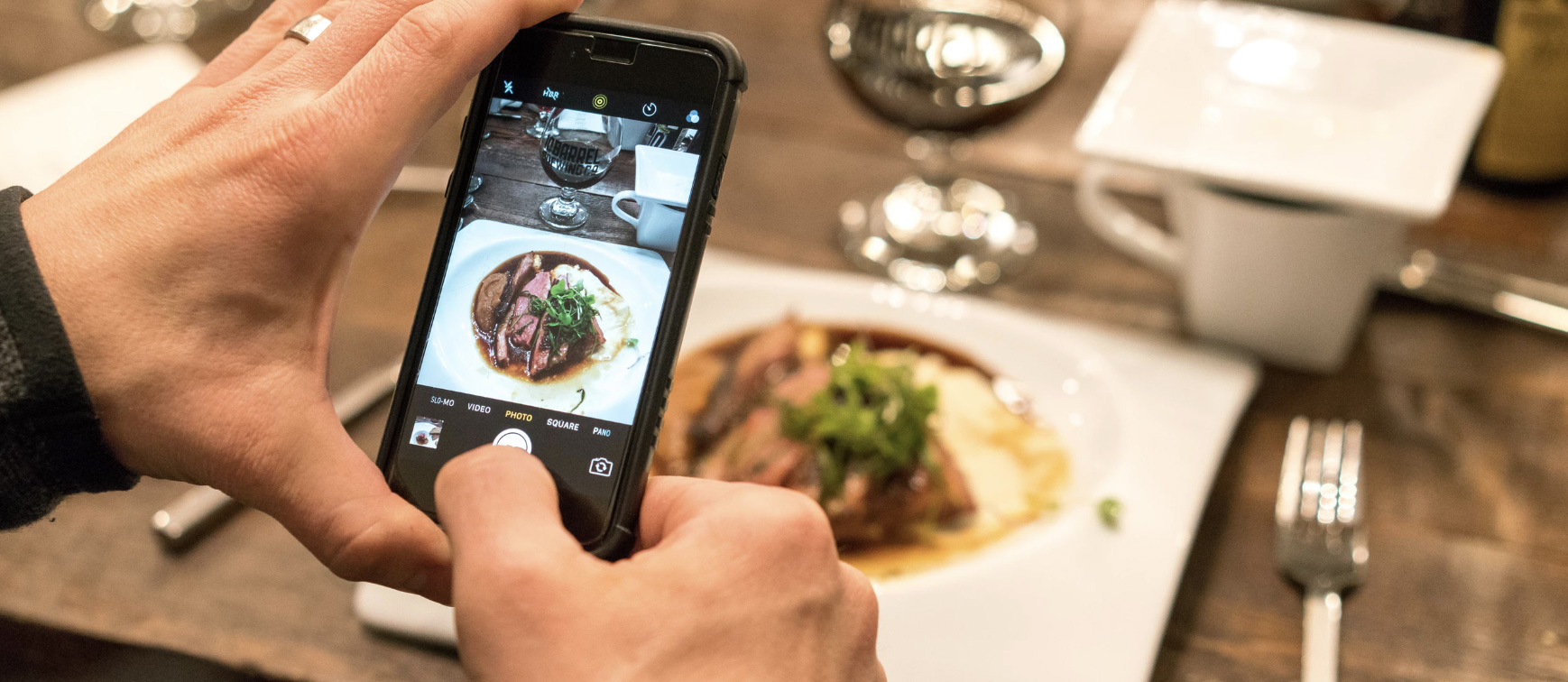 Taking photo of food with a phone