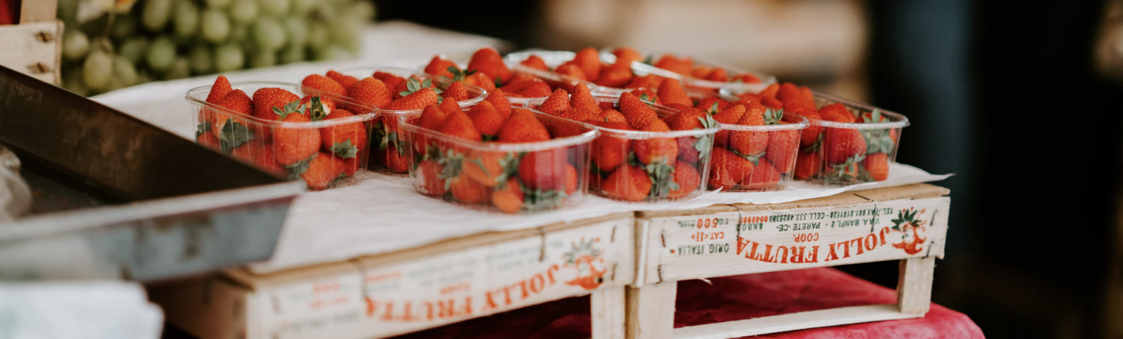 Strawberries in boxes