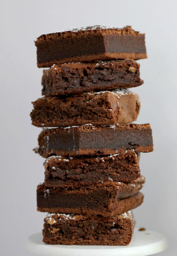 A stack of fudge brownies