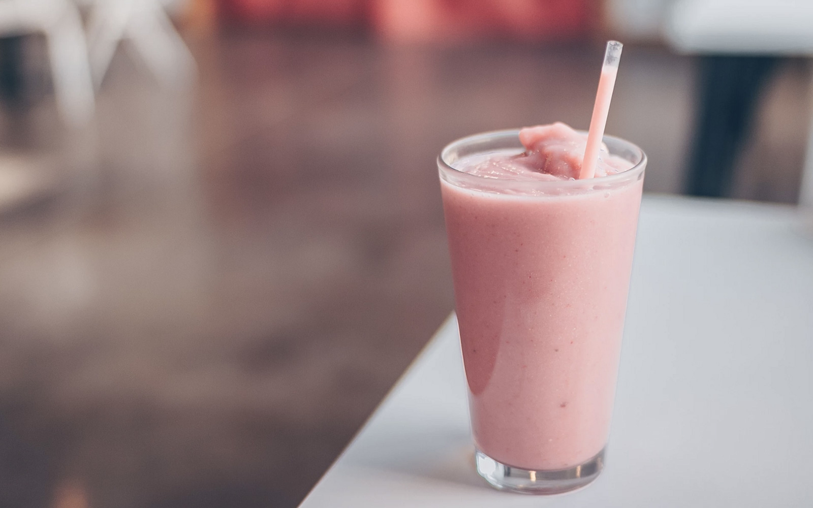 A strawberry milkshake or smoothie that people on a liquid diet consume