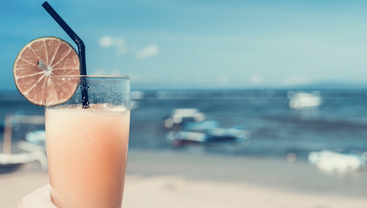 Sipping on a drink on the beach