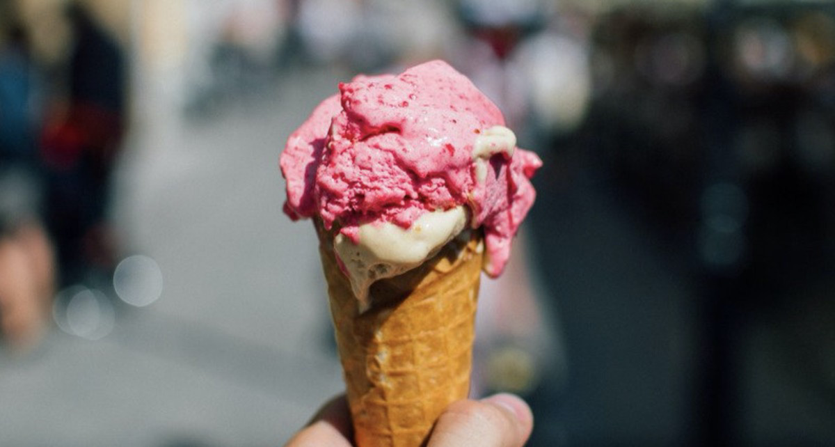 Person holding ice cream 