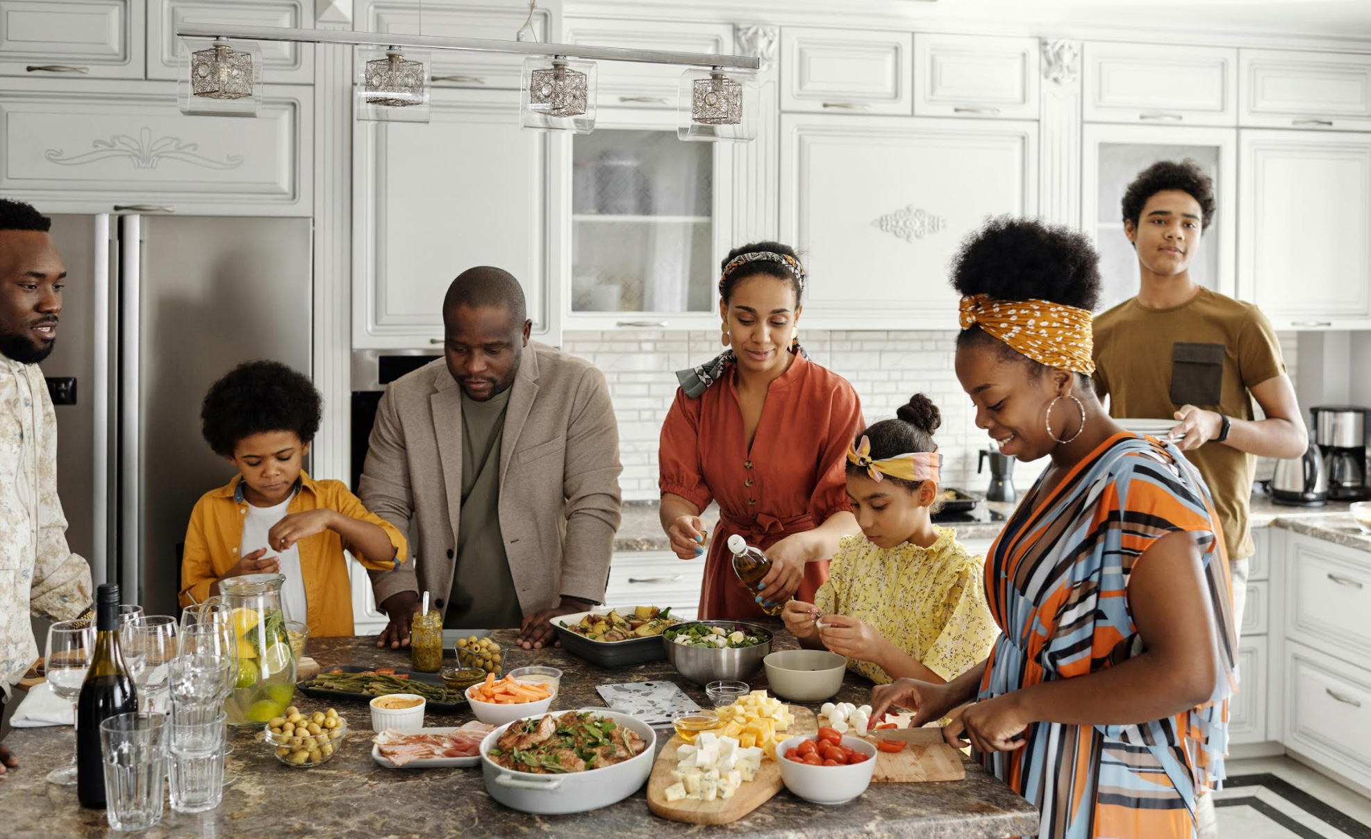 Family enjoying a meal together