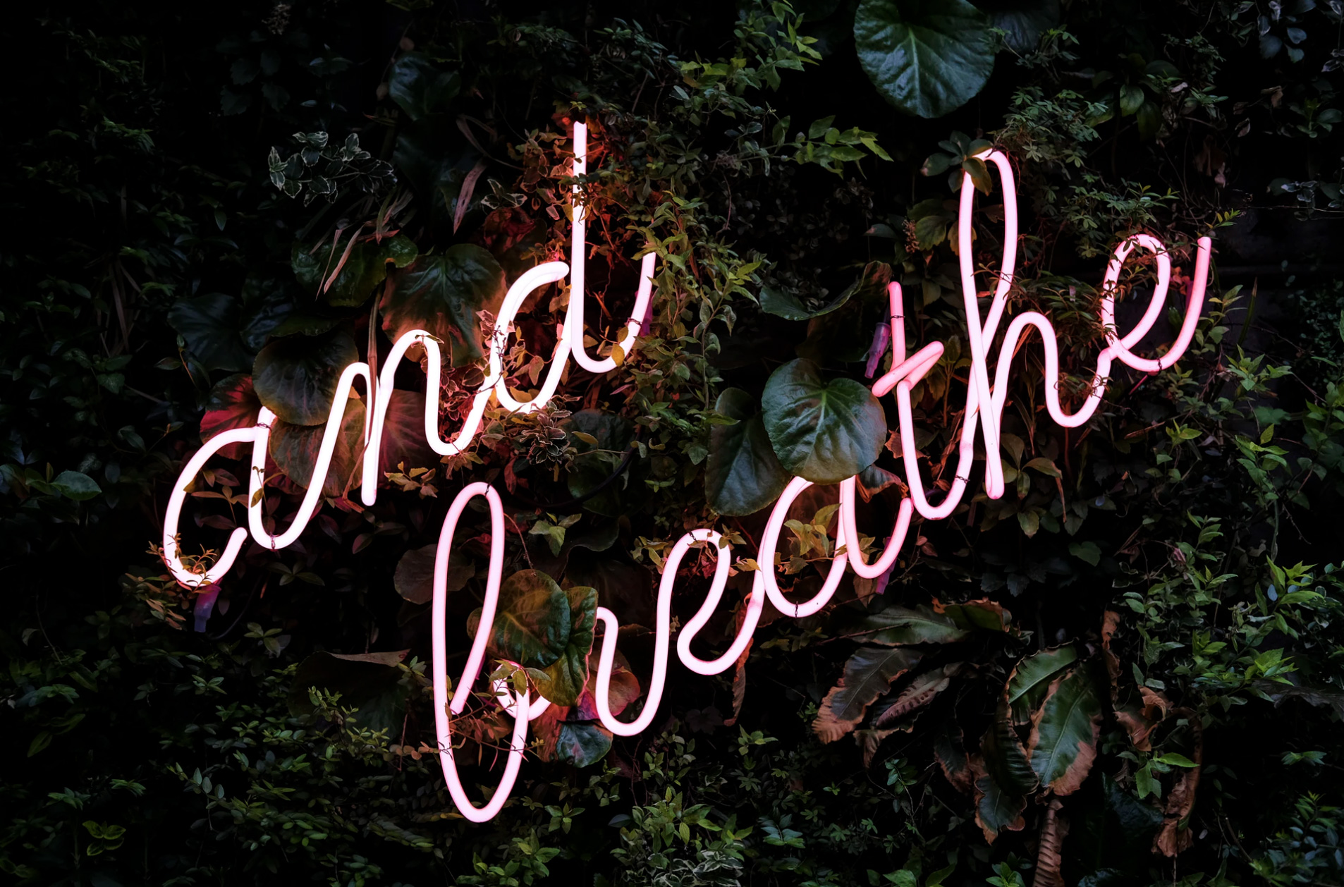 A sign that reads just breathe. 