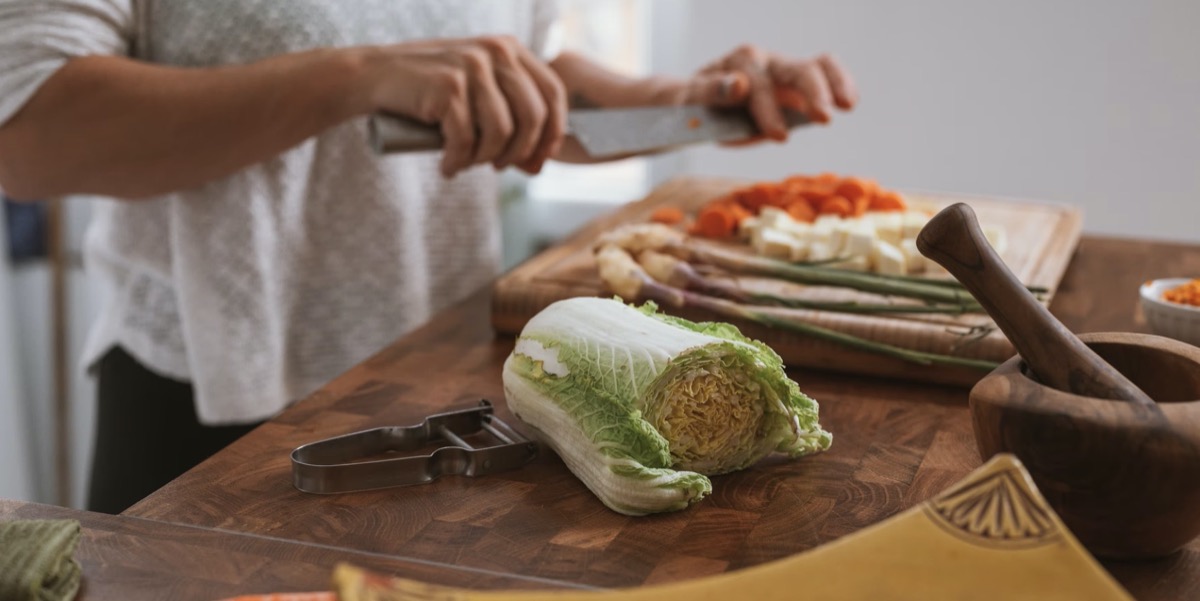 Cooking in the kitchen