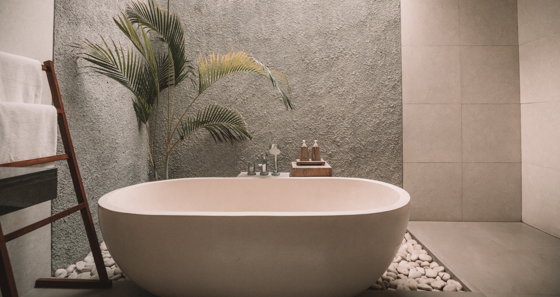 bathtub in a warm bathroom setting 