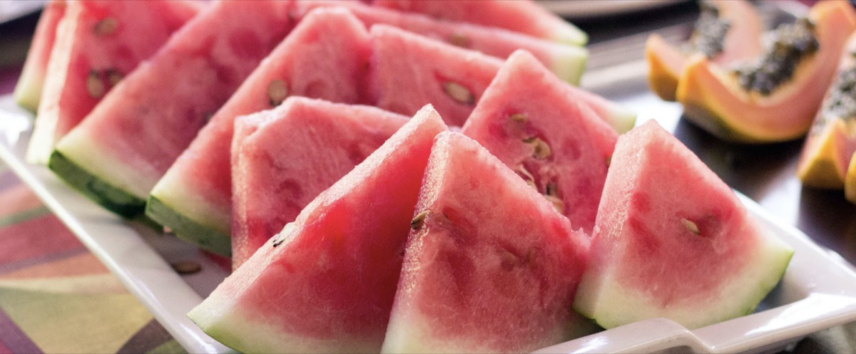 A plate of watermelon cut up 