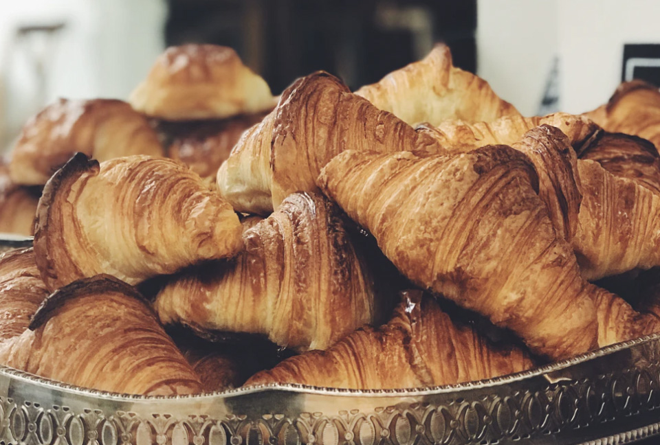 A pile of croissants for breakfast