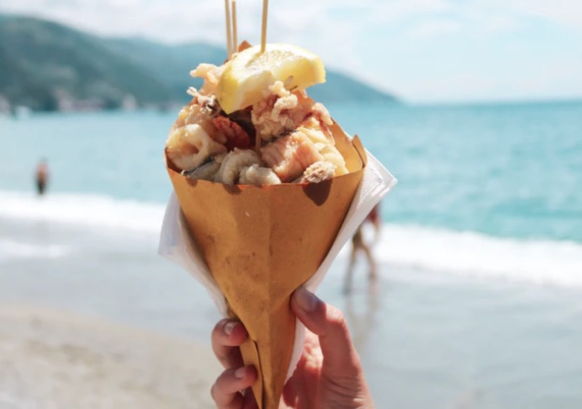 seafood in a cone in Cinque Terre