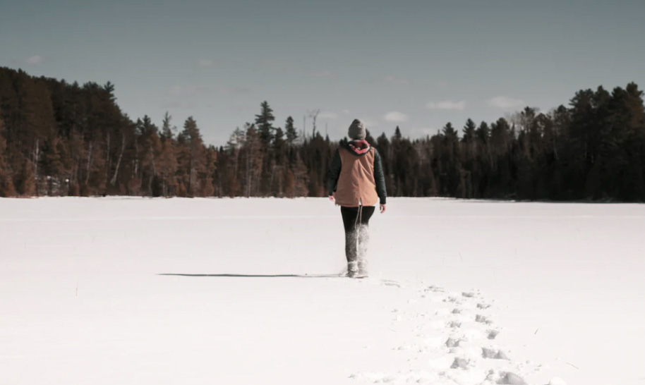 Walking outside in the snow 